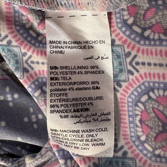 Chico’s SZ 1 (8/10) Midi Dress Medallion Button-Up 3/4 Sleeve Stretch V-Neck - Picture 7 of 7